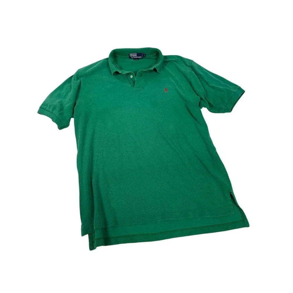 Polo Ralph Lauren Green Classic Fit Polo Shirt Red Pony Men's Large‎ Cotton